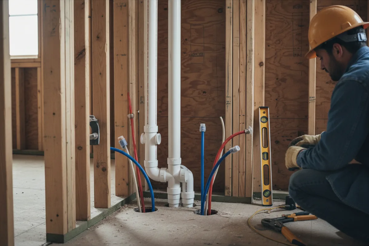 Drain and supply rough-in during Drain Cleaning in Staten Island