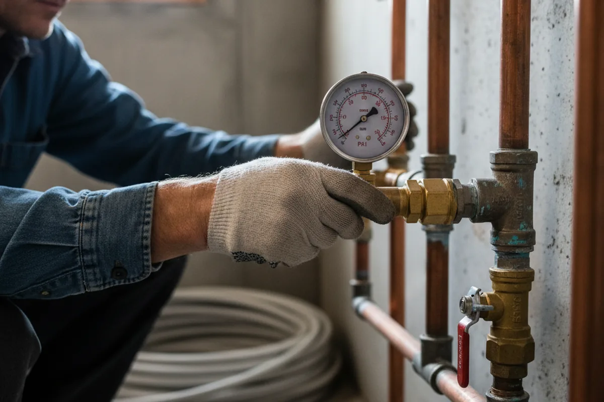 Pressure testing a repaired line during Water Line Repair in Staten Island